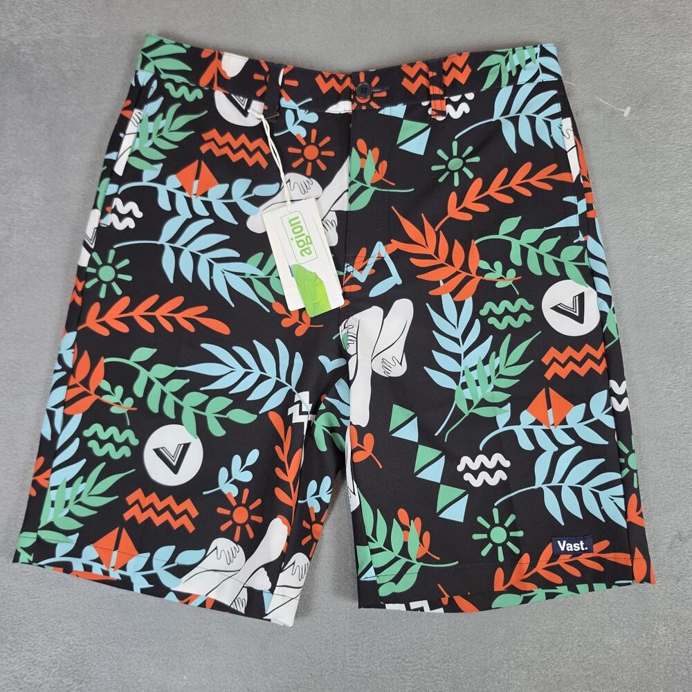 Vast Men's Golf Shorts Size 32 Tropical Print Performance Stretch NWT Zipper Poc